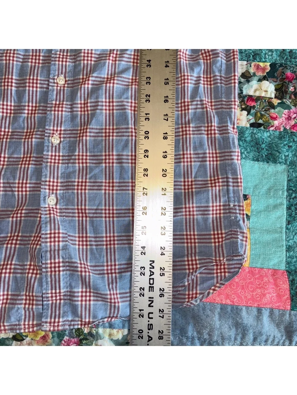 J.Crew Classic Fit Mens Small Blue and Red Plaid Button-Up Shirt Classic Dress T